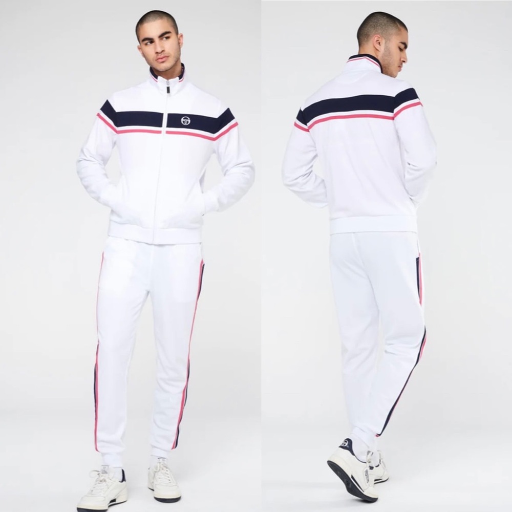 Men’s Sergio Tacchini White | Navy | Pink Casual Tracksuit NWT